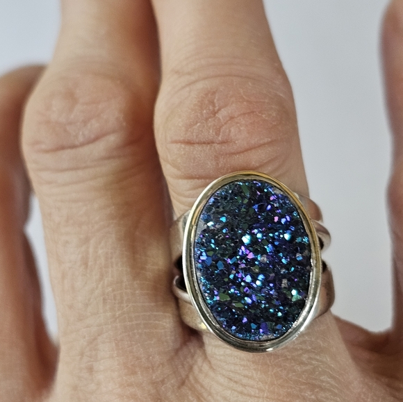 Vintage Jay King Genuine Druzy Quartz Ring in Sterling Silver Size - Picture 5 of 5
